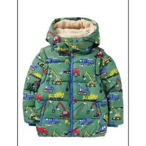 MINI BODEN Kids Trucks Two-in-one Vest & Puffer Jacket In Rosemary Green 4/5 GUC